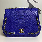 chanel snake embossed flap shoulder bag blue CohotBag a98774 vs07583 - 1