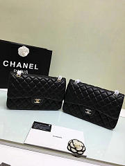 Chanel lambskin leather flap bag with gold/silver hardware black 30cm - 6