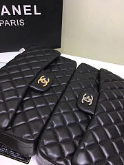 Chanel lambskin leather flap bag with gold/silver hardware black 30cm - 4