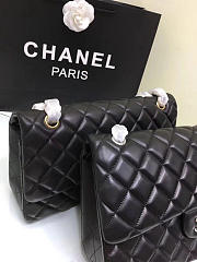 Chanel lambskin leather flap bag with gold/silver hardware black 30cm - 3