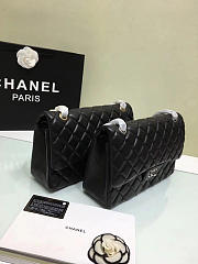 Chanel lambskin leather flap bag with gold/silver hardware black 30cm - 2