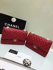 chanel lambskin leather flap bag gold/silver red CohotBag 30cm - 2