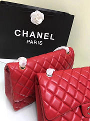 chanel lambskin leather flap bag gold/silver red CohotBag 30cm - 6