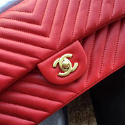 Chanel Classic Chevron Flap Bag Red  - 6