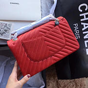Chanel Classic Chevron Flap Bag Red  - 5