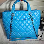 Chanel caviar quilted lambskin shopping tote bag blue | 260301 - 2