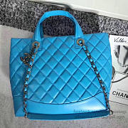 Chanel caviar quilted lambskin shopping tote bag blue | 260301 - 4