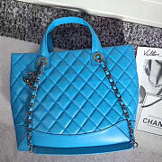 Chanel caviar quilted lambskin shopping tote bag blue | 260301 - 5