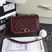 chanel lambskin and calfskin flap bag burgundy CohotBag a91836 vs07985 - 1