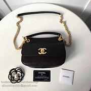 Chanel grained calfskin mini top handle flap bag black a93756 vs09826 - 4