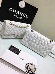 Chanel Grained calfskin flap bag gold white 25cm - 2