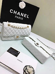 Chanel Grained calfskin flap bag gold white 25cm - 3