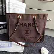 chanel canvas and sequins cubano trip deauville shopping bag brown CohotBag a66941 vs01172 - 1