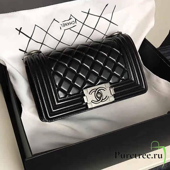 Chanel small caviar quilted lambskin boy bag black | A13043 - 1