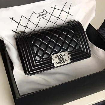 Chanel small caviar quilted lambskin boy bag black | A13043