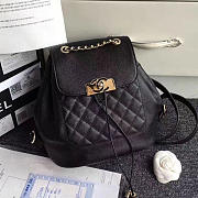 Chanel grained calfskin gold-tone metal backpack black | A93749 - 1
