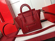 CohotBag celine nano luggage shoulder bag in red smooth calfskin - 2