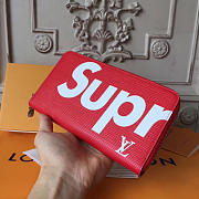  Louis Vuitton superme zip wallet red - 5