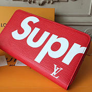  Louis Vuitton superme zip wallet red - 2