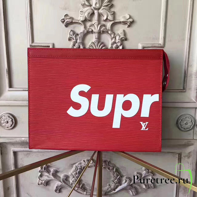 Louis Vuitton Supreme Clutch Bag Red | M41366  - 1