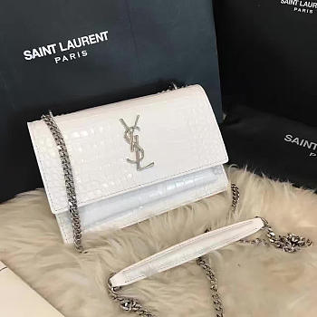 YSL sunset chain wallet in crocodile embossed shiny leather | 4834