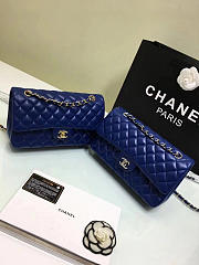 chanel lambskin leather flap bag gold/silver blue 25cm - 6