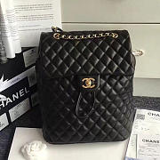 Chanel quilted lambskin large backpack black gold hardware | 170301  - 1