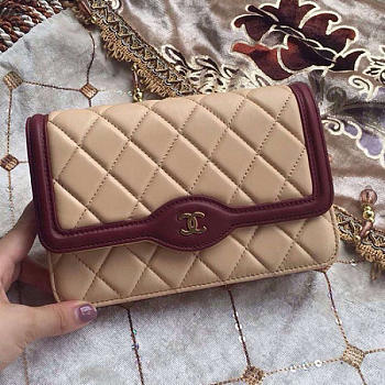 Chanel lambskin mini chain wallet beige | A81024 