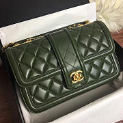 chanel quilted lambskin gold-tone metal flap bag green CohotBag a91365 vs06525 - 1