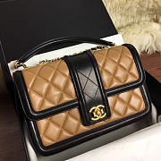 chanel quilted lambskin gold-tone metal flap bag beige and black CohotBag a91365 vs02821 - 1