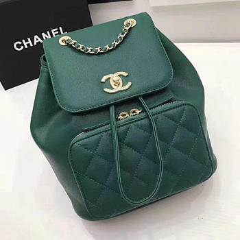 Chanel grained calfskin gold-tone metal backpack green | A93748 