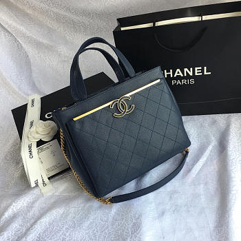 Chanel small shopping bag dark blue | 57563