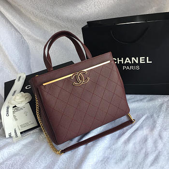 Chanel small shopping bag dark wine red | 57563