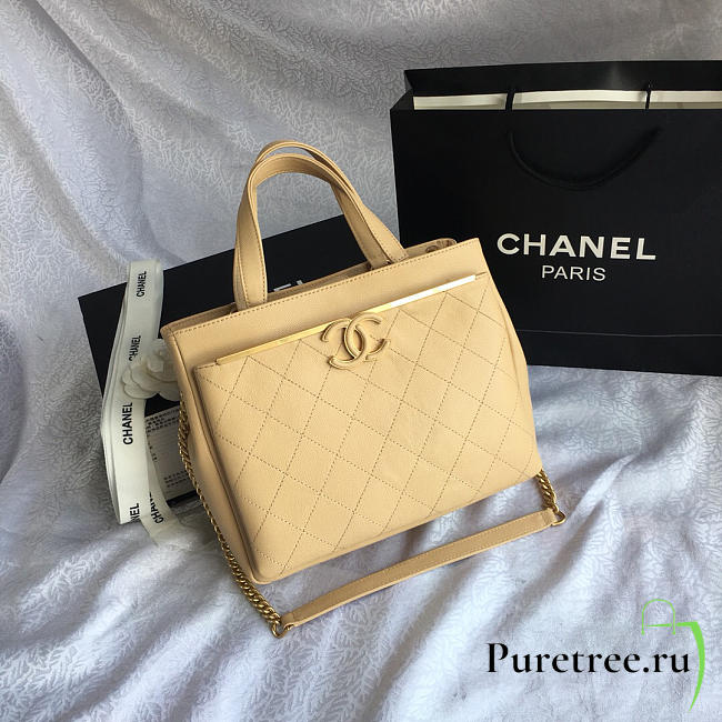 Chanel small shopping bag dark apricot | 57563 - 1