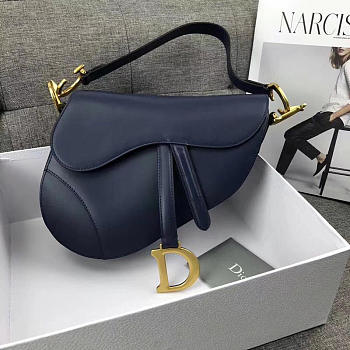 Dior saddle bag original leather blue m0446