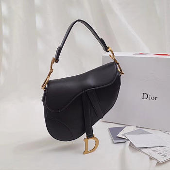 Dior saddle bag original leather black 20cm | M0446