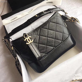 Chanel's gabrielle small hobo bag black dark silver gold