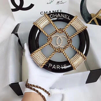 chanel round cosmetic case black 