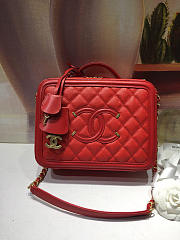 chanel caviar quilted small cc filigree vanity case red CohotBag 93343 - 1