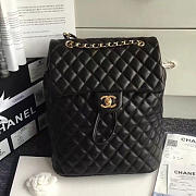 Chanel quilted lambskin backpack black gold hardware small - 1