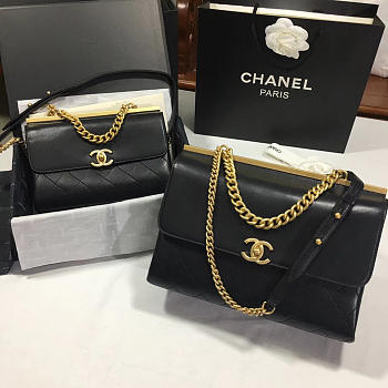 Chanel original single double c flip bag black large