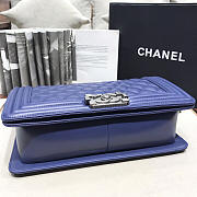 Chanel sheepskin classic diamond hot mom burst dark blue silver hardware | A67086 - 4