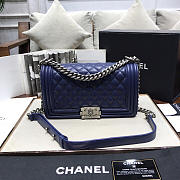 Chanel sheepskin classic diamond hot mom burst dark blue silver hardware | A67086 - 5