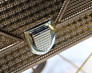 Dior metallic gypsum plaid pattern calfskin clamshell tote ️ bronze - 5