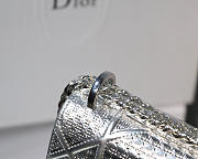Dior metallic plaid plaid pattern calf leather clamshell tote ️ silver - 4