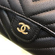 Chanel long imported deer grain leather v-grain road wallet black | 80758  - 3