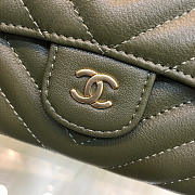 Chanel long imported deer grain leather v-grain road wallet green 80758  - 2