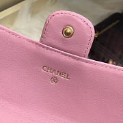 Chanel long imported deer grain leather v-grain road wallet cherry powder | 80758  - 3