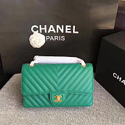 Chanel Classic Chevron Flap Bag Apple Green Grain Leather 25cm - 3