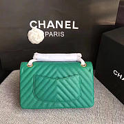 Chanel Classic Chevron Flap Bag Apple Green Grain Leather 25cm - 5